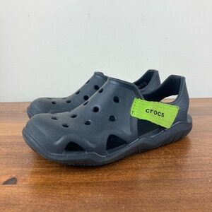 Crocs Swiftwater Wave Sandal Water Shoes Black Hook Loop 204021 Kids Size 1.